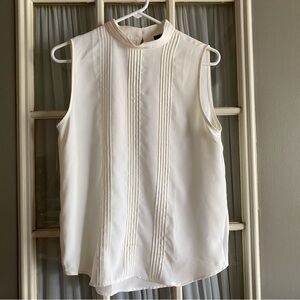 Ann Taylor Cream High Neck Sleeveless Blouse